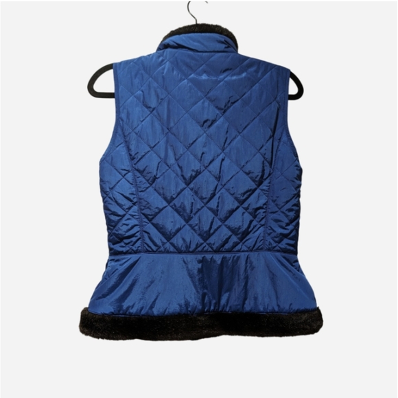 Pre-owned  Liz Claiborne Royal Blue Quilted Vest with Black Trim - Picture 2 of 10
